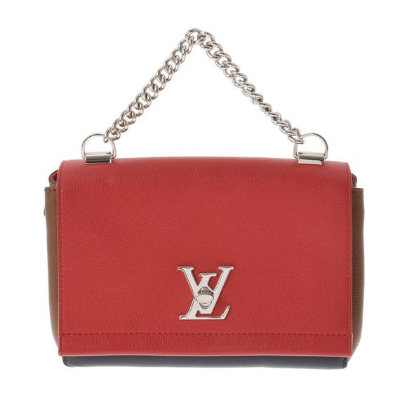 Louis Vuitton LockMe II BB 2 Way Handbag Red Brown Navy Silver Metal Fittings - Picture 1 of 10
